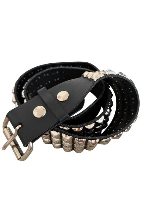 Funk Plus Unisex Pyramid Metal Studded Belt Size Large Black Leather Bold Punk main image 4